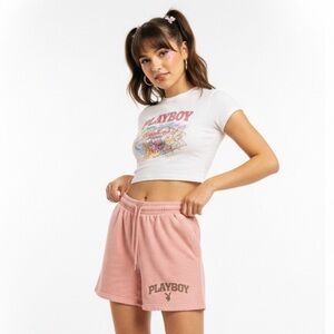 PLAYBOY Women's Soft Pink Athletic Shorts Size Medium